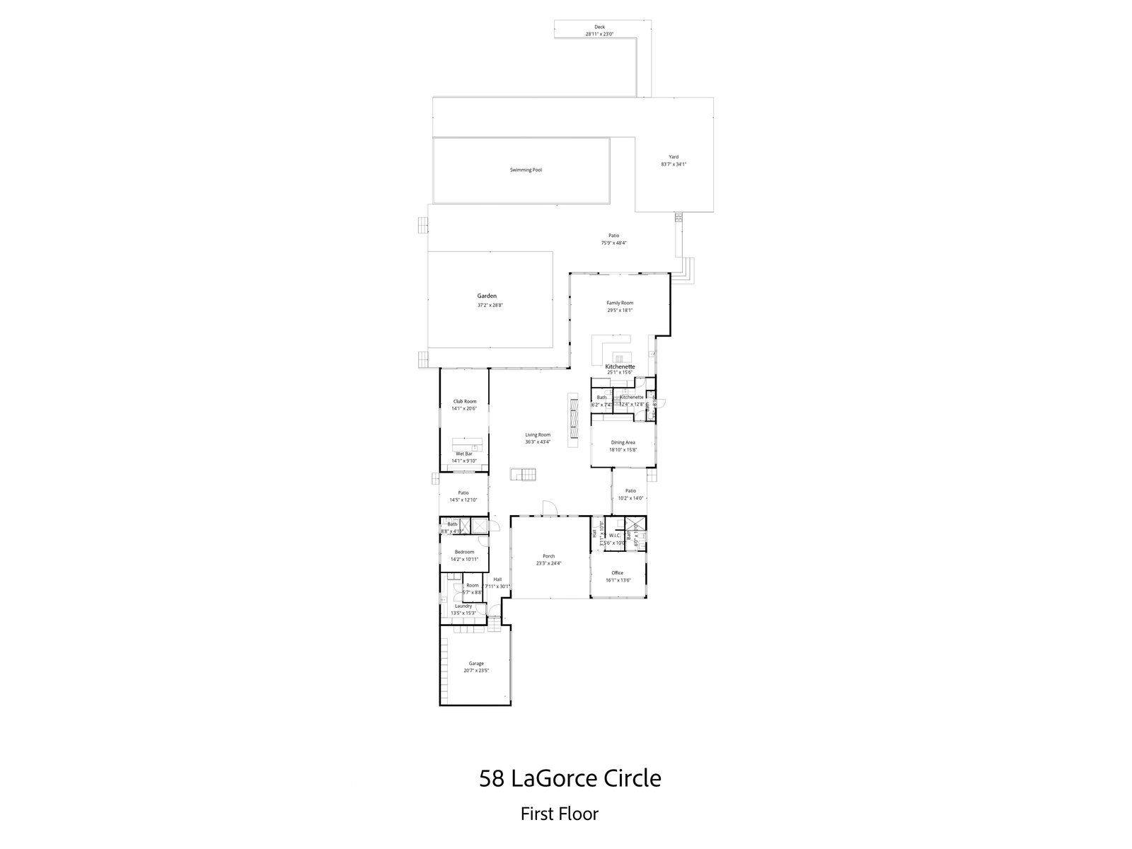 Official first-floor plan of 58 La Gorce Circle